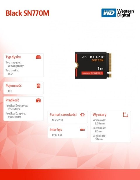 Dysk SSD Black SN770M 1TB NVMe 2230 M2