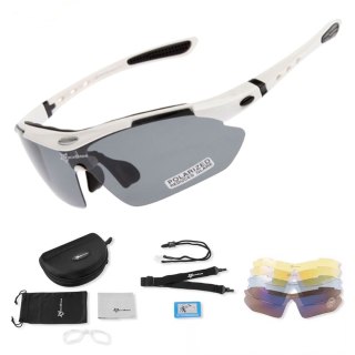 Okulary rowerowe polaryzujące 10002 - ZESTAW - białe ROCKBROS