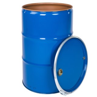 Beczka stalowa metalowa ISO OH zdejmowane wieko 2 otwory 2'' i 3/4'' lakierowana 210L Beczkopol