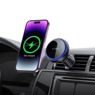 Uchwyt samochodowy z ładowarką indukcyjną MagSafe 15W na kratkę nawiewu - czarny Tech-Protect