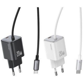 Ładowarka sieciowa JC Series CC261 20W GaN Fast Charger wbudowanykabel USB-C biały
