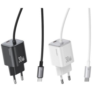 Ładowarka sieciowa JC Series CC264 30W GaN Fast Charge wbudowany kabel USB-C biała