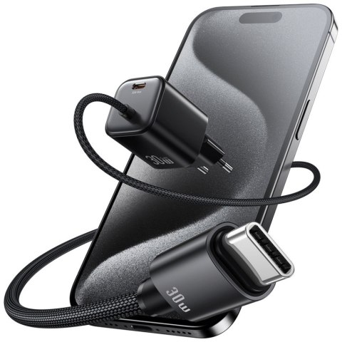 Ładowarka sieciowa JC Series CC264 30W GaN Fast Charge wbudowany kabel USB-C biała