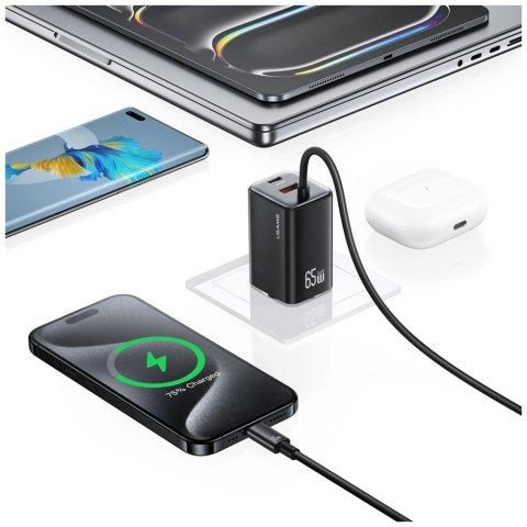 Ładowarka sieciowa JC Series CC266 65W GaN Fast Charger wbudowanykabel USB-C biała
