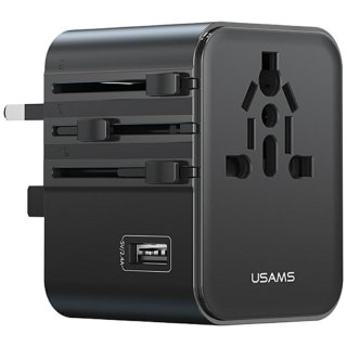 Ładowarka travel adapter 17W CC308 USB-C + USB-A 4w1 US/AU/EU/UK czarna