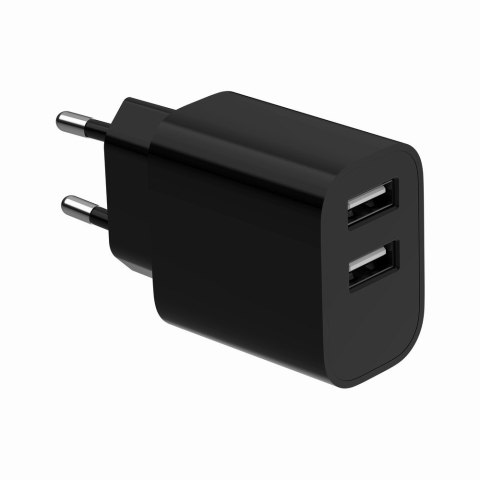 Ładowarka uniwersalna USB 2-portowa, 2.4 A, czarna
