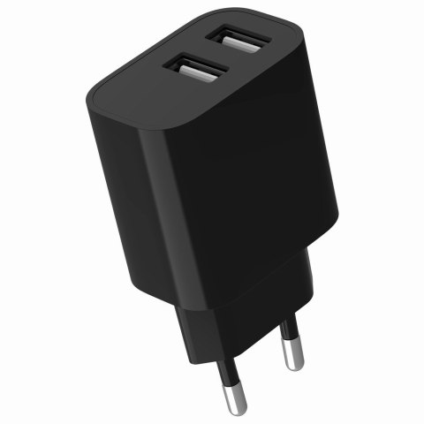 Ładowarka uniwersalna USB 2-portowa, 2.4 A, czarna