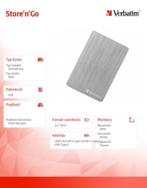 Store n Go ALU Slim 2TB USB 3.0 53666