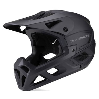 Kask rowerowy pełny z odpinanym daszkiem 57-62 cm - czarny WOZINSKY