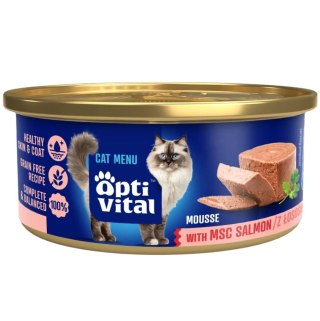 OptiVital mini puszka - Mus dla dorosłych kotów z łososiem MSC 85g