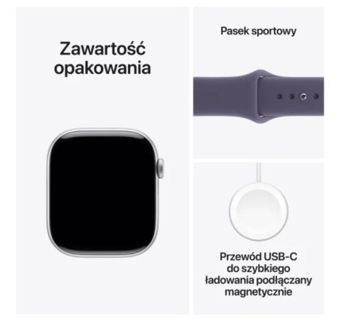 Watch Series 11 GPS koperta 42 mm z aluminium w kolorze srebrnym, pasek sportowy w kolorze mlecznego fioletu - rozmiar M/L