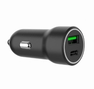 Ładowarka samochodowa USB-A/USB-C 20W PD czarna Gembird