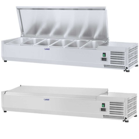 Nadstawa chłodnicza ze stalową pokrywą 6x GN1/4 140cm Royal Catering