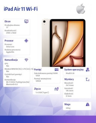 IPad Air 11 cali WiFi 128GB Księżycowa poświata