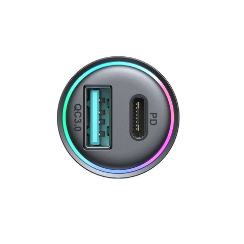 Mini ładowarka samochodowa 60W USB-A QC3.0 USB-C PD czarna JOYROOM