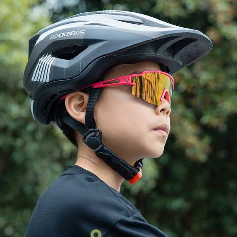 Okulary rowerowe polaryzacyjne dla dzieci z filtrem UV - różowe ROCKBROS