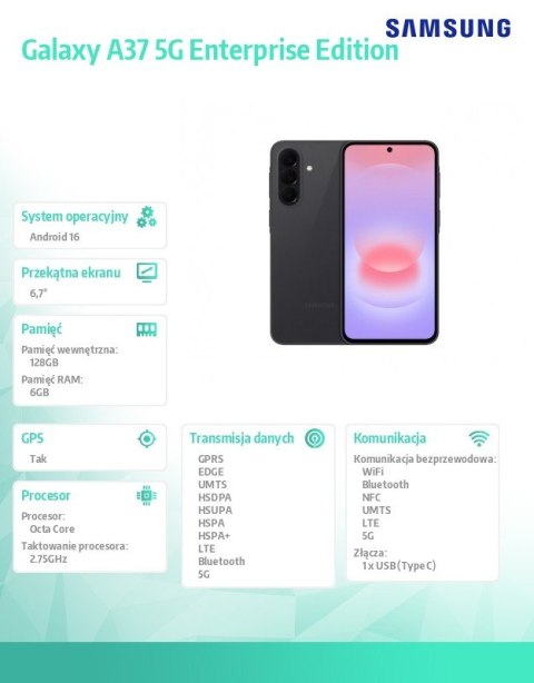 Smartfon Galaxy A37 5G 6/128GB Enterprise Edition czarny