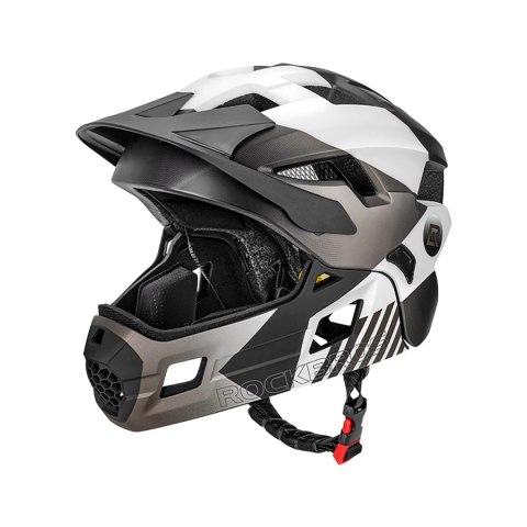 Kask rowerowy dziecięcy z odpinaną szczęką rozmiar M 54-57cm - szary ROCKBROS