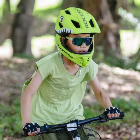 Kask rowerowy dziecięcy z odpinaną szczęką rozmiar S 48-52cm - zielony rekin ROCKBROS
