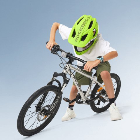 Kask rowerowy dziecięcy z odpinaną szczęką rozmiar S 48-52cm - zielony rekin ROCKBROS