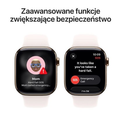 Watch Series 11 GPS + Cellular koperta 46 mm z tytanu w kolorze złotym, pasek sportowy w kolorze łagodnego różu - rozmiar M/L