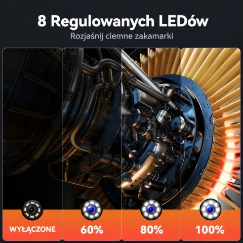 Kamera Przewodowa Inspekcyjna Endoskop 8 Diod LED LCD 4,3'' IP67 LEAN