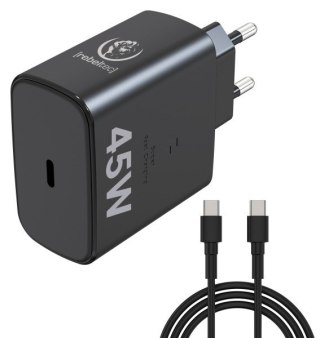 Zasilacz PD45W USB-C uniwersalny do notebooków, smartphonów, tabletów, power banków i innych urządzeń z gniazdem zasilającym USB Rebeltec