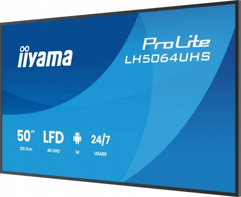 Monitor 50 cali LH5064UHS-B1AG, 24/7,IPS,ANDROID14,4K,500cd,1200:1, 2xHDMI ,USB-C,RJ45, RS-232c, IR, 2x10W, 2xUSB, UCHWYT ŚCIE