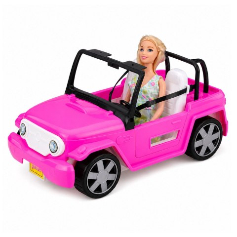 Lalka Bella w Kolorowej Sukience Różowy Samochód Kabriolet Zestaw LEAN Toys