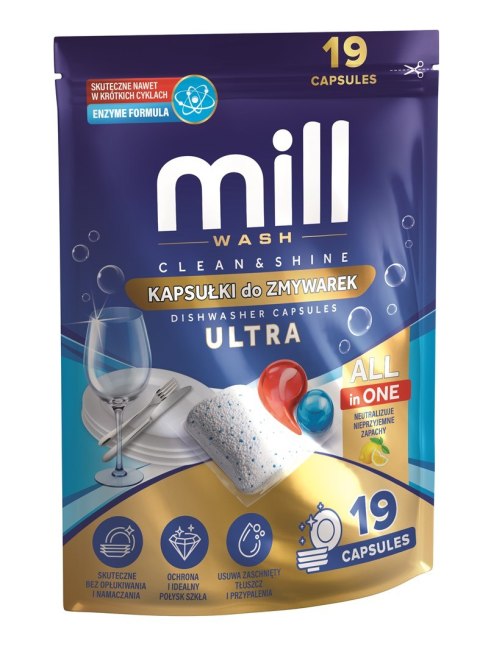 MILL Kapsułki do zmywarek CLEAN&SHINE ULTRA 19szt.  3K. D