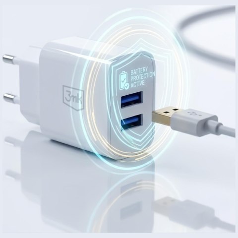 Ładowarka sieciowa 10W 2xUSB-A 2,4A FlowPower biała