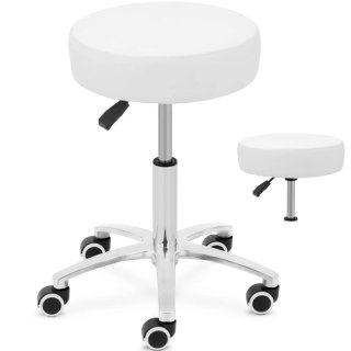 Taboret stołek kosmetyczny na kółkach do 120 kg COMO - biały Physa