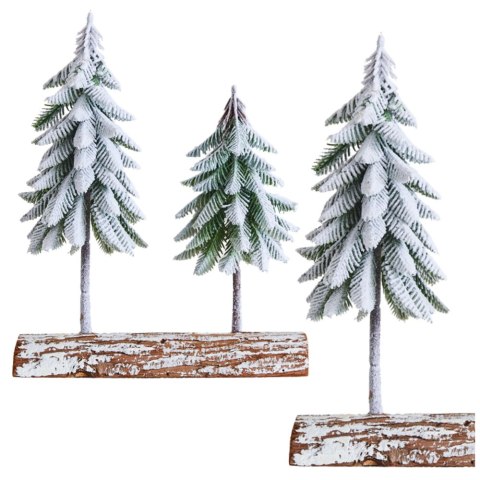 Dekoracja Kompozycja Świąteczna Choinki Na Pniu Pokryte Śniegiem 34 x 28 cm LEAN