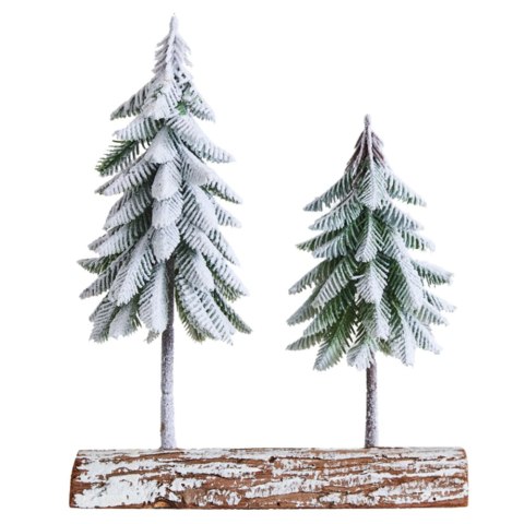 Dekoracja Kompozycja Świąteczna Choinki Na Pniu Pokryte Śniegiem 34 x 28 cm LEAN