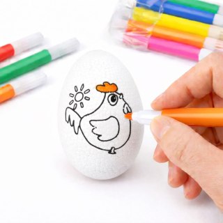 Jajka Wielkanocne Styropianowe Do Malowania Pisaki Flamastry Kura 6szt LEAN TOYS
