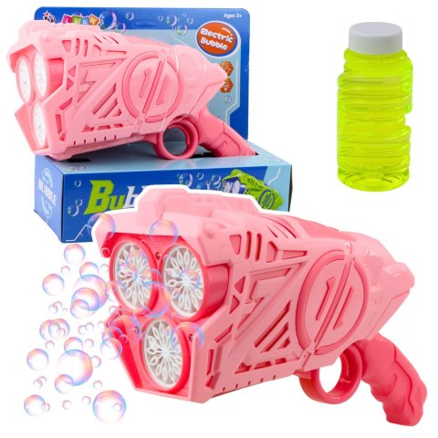 Pistolet Na Bańki Mydlane Na Baterie Światła LED Różowy LEAN Toys