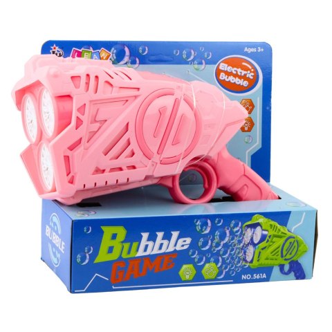 Pistolet Na Bańki Mydlane Na Baterie Światła LED Różowy LEAN Toys