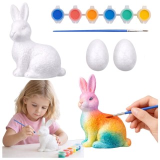 Zestaw Do Malowania Styropianowych Ozdób Zając 2 Jajka Farby LEAN TOYS
