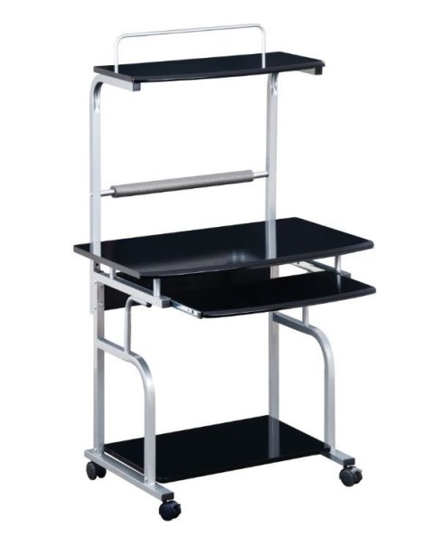 Biurko komputerowe mobilne z nadstawką Techly