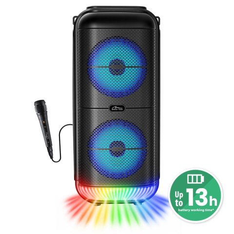 Głośnik BT POWER AUDIO MT3183 Karaoke/Bluetooth 5.3/FM/MP3/MicroSD/USB/AUX/Jack 6.3/USB-C/Iluminacja/RMS 50W/PMPO 900W Media-Tech