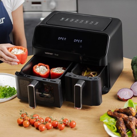 Frytkownica beztłuszczowa Air Fryer ZELMER ZAF900 5,5l Dual z podwójnym koszem (OUTLET)