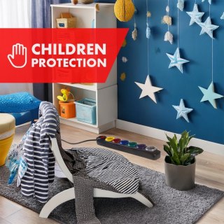 Listwa zasilająca 1,5m 250VAC/10A MCE509 B 2500 Q, IP20, 6 gniazd, prąd znamionowy 10A, czarny Maclean