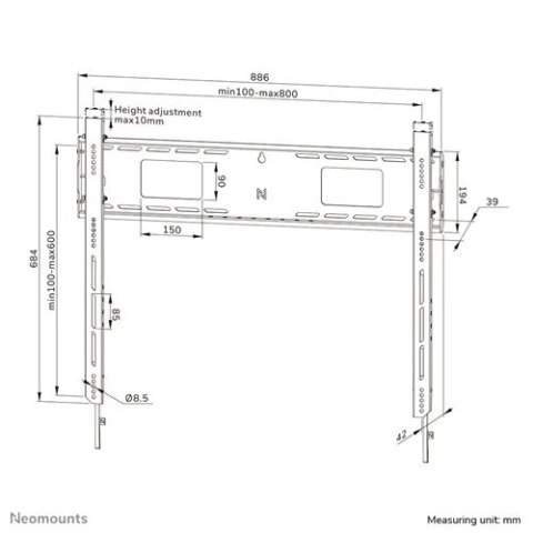 Uchwyt ścienny LEVEL-750 (XL, 125 kg, kickstand, lockable)