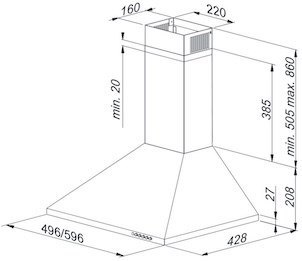 Okap kominowy MAAN Vela 2 60 cm | LED | filtry aluminiowe | satyna