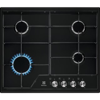 Płyta gazowa Electrolux EGS6424K 60 cm | 4 palniki | zapłon elektryczny | ruszty żeliwne | czarny emalia