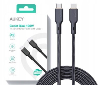 CB-KCC101 kabel USB-C - USB-C 1m 100W PD 5A 20V kevlar + nylonowy oplot AUKEY