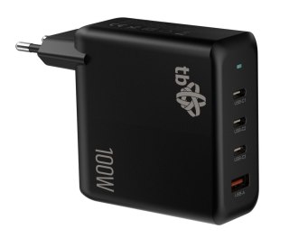 Ładowarka sieciowa 3x USB C + USB A Power Delivery czarna, GaN 100W TB