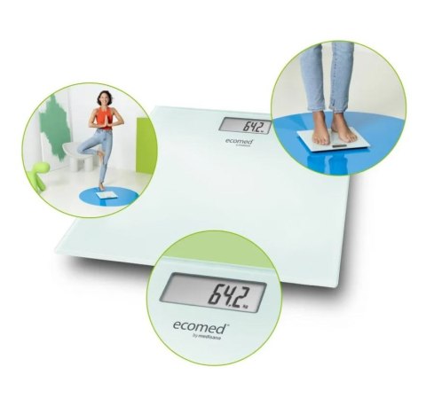 Waga osobowa Ecomed by Medisana PS-72E do 150 kg | Step On | 300 x 300 mm | biały