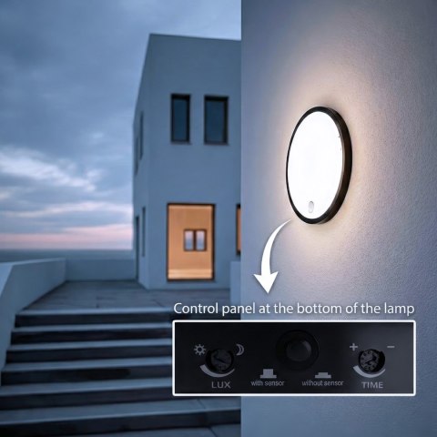 MACLEAN LAMPA LED Z CZUJNIKIEM RUCHU, CZUJNIK PIR, KOLOR CZARNY, 10W, IP65, 1000LM, BARWA NEUTRALNA MCE525 B