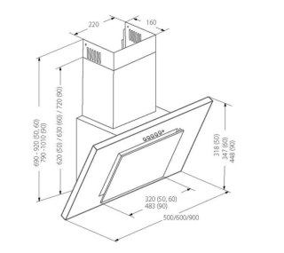 Okap kominowy AKPO WK-4 NERO LINE ECO 60 cm | LED liniowy | czarny